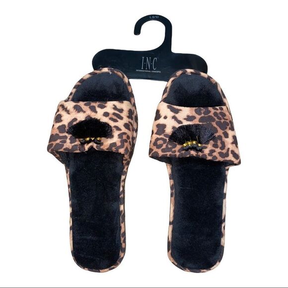 INC International Concepts Leopard Tassel Slippers - Picture 2 of 3